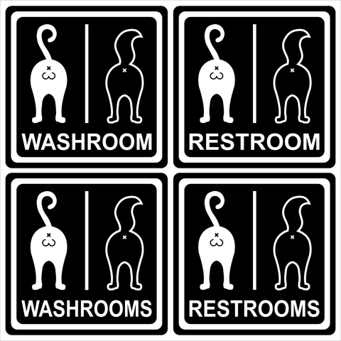Cat - Signs - Washroom/Restroom