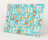 Cat - Zipper Pouch - Turquoise Cats Sitting Pretty