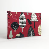 Cat - Zipper Pouch - Red Cats and Trees