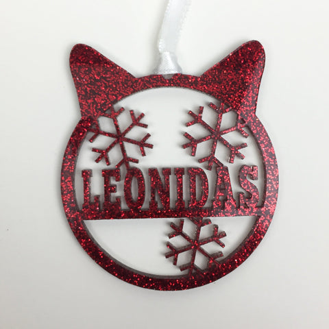 Cat - Ornaments - Custom Name in Glitter
