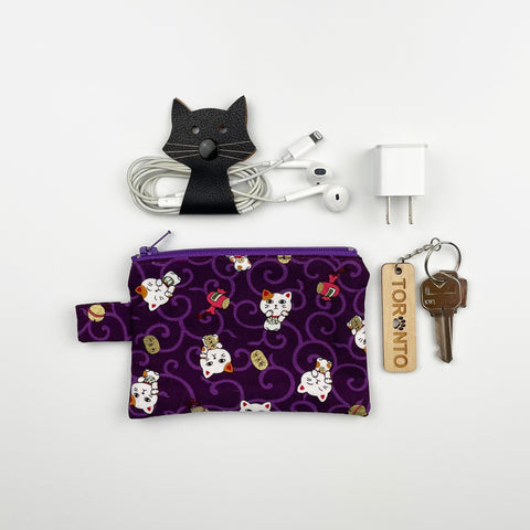 Cat - Coin Purse - Purple Lucky Cat